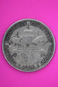 1893 Columbian Chicago Worlds Exposition Commemorative Silver Half Dollar 64 - Picture 1 of 4