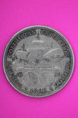 1893 Columbian Chicago Worlds Exposition Commemorative Silver Half Dollar 64 - Image 1 of 4