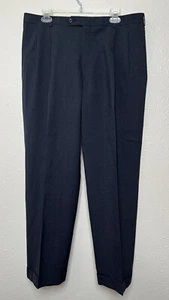Burberry London Pants Mens 38 Reg (36x30) Black Slacks Cuffed Pleated HBT5 - Picture 1 of 18