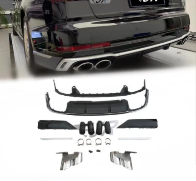 Alerón labial difusor parachoques trasero negro para Audi A8 Upgrade S8 2019-2022 Foto 1 de 4