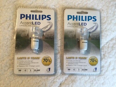 2 Lot Philips Accent LED Outdoor Landscape Low Volt 12V 10W/3W G4 T3 Lamp Lights - Image 1 of 3