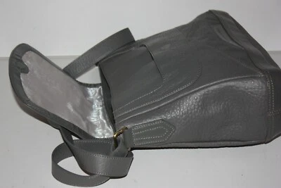 LAMARTHE Grand Sac Besace Cuir Gris Bandoulière Rabat Aimanté TTBE - Photo 1/4