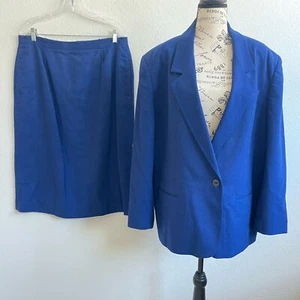Blazer vintage Russ donna 2 pezzi 18 set 16 gonna blu lana business casual - Foto 1 di 11