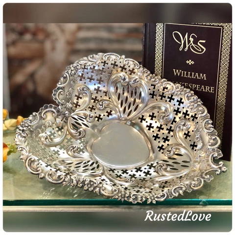 12" Gorham Sterling Silver Bon Bon Heart Bowl 12" x 10.25" Very Large # A4314 Cover