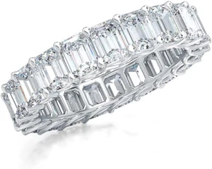 14K White Gold Plated Sterling Silver CZ Ring Christmas Jewelry Gifts for Women - Picture 1 of 5