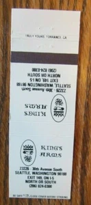 SEATTLE, WASHINGTON: KING'S ARMS MATCHBOOK MATCHCOVER -E - Picture 1 of 1