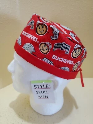 Ohio State Buckeyes Packed Men's Skull/Chemo Surgical Scrub Hat/Cap Handmade - Image 1 of 4