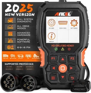 ANCEL HD601 Heavy Duty Truck Scanner Diagnostic Tool Code Reader Reset DPF ABS - Picture 1 of 8