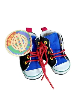 NEW VTG Retro 90s GYMBOREE Soft Sole Cotton Baby Crib Shoe Primary Colorblock 00 - Picture 1 of 8