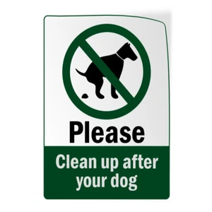 Vertical Vinyl Stickers Please Clean up After Your Dog with Green Text - Picture 1 of 6