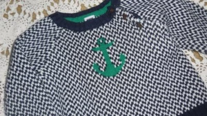 euc Janie and Jack navy anchor sweater baby boy 6 m 12 m free ship USA - Picture 1 of 2