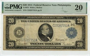 1914 $20 FRN Philadelphia PA Fr# 975 PMG VF20 GCC Green - Picture 1 of 2
