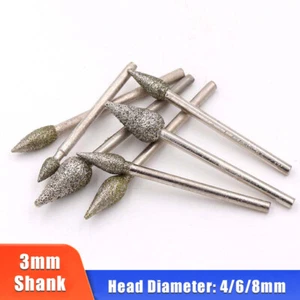 Antorcha de vástago de 3 mm cabezal de molienda de diamante broca de rebabas 60 granos herramienta de talla gruesa - Imagen 1 de 5