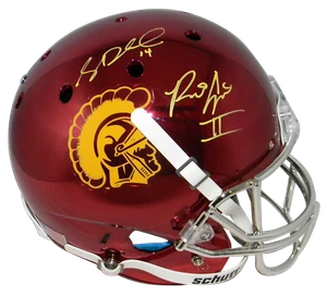 SAM DARNOLD & RONALD JONES II AUTOGRAPHED USC TROJANS FULL SIZE CHROME HELMET - Picture 1 of 1