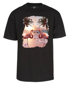 Men's Colorful Flamingo Palm Tree Beach T-Shirt - Picture 1 of 5