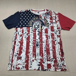 ROCAWEAR Mens Size XL U.S.A. American Flag BRAVE FREE Red White Blue Gold Shirt - Picture 1 of 6