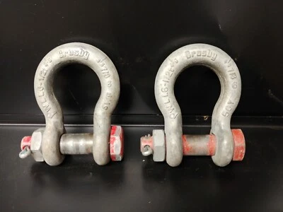 LOT OF 2 EA. Crosby 7/8 Bolt Type Anchor Shackles 6-1/2 ton G-2130 USA 1019533 - Image 1 of 4