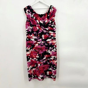 Adrianna Papell Floral Print Sleeveless Dress Pleated Detail Zip Plus Size 18W - Picture 1 of 8