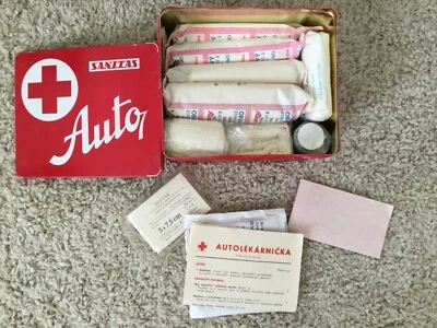 Vintage unused Czech Czechoslovakian Auto First Aid Kit with original contents - Image 1 of 3