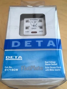 Deta 8171SCW Flatplate Dual Voltage Shaver Socket Satin Chrome Finish/White Ins - Picture 1 of 4