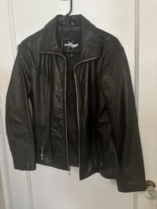 Wilson Maxima Womens Black Leather Long Sleeve Full-Zip Biker Jacket Size M - Picture 1 of 7
