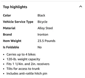 Angebot nur für Turpeau413. Ironton Hitch-Mount 4-Fahrradträger - Bild 1 von 1