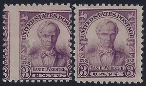 725 - 3c Scarce Misperf Error / EFO "Daniel Webster" Mint NH - Picture 1 of 1