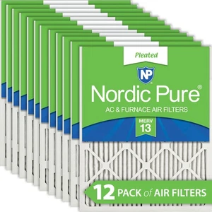 14x20x1 (13_1/2x19_1/2) Pleated MERV 13 Air Filters 12 Pack - Picture 1 of 7