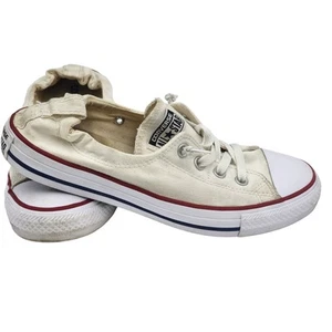 Converse All Star Sneakers Womens 10 Shoes Slip On White Canvas Skate Low Top - Picture 1 of 24