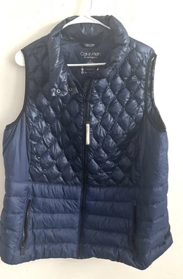NUEVO SIN ETIQUETAS Calvin Klein Performance Acolchado Premium Cremallera Completa Chaleco Puffer 1X Azul Foto 1 de 4