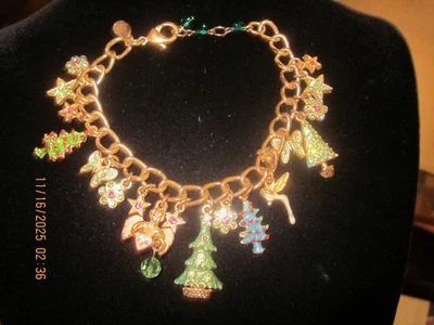Pulsera colgante vintage Kirks Folly Navidad estrás árbol de Navidad Foto 1 de 4