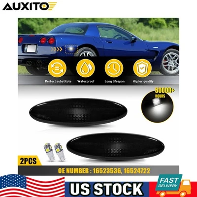 For Chevrolet Corvette C5 1997-2004 2X Smoked Rear Side Marker Light Lens w/ T10 — 第 1/4 张图片