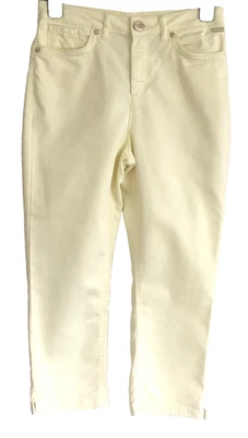Per Una Lemon Jeans Copped Uk 10 Stretch Cotton Mix Tapered Leg Ankle Split NWOT - Image 1 of 4