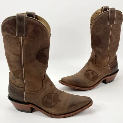 Nocona Western Boots Ponteggio Leather Hand Made Utah BYU Logo Womens Size 8.5 - Image 1 of 4