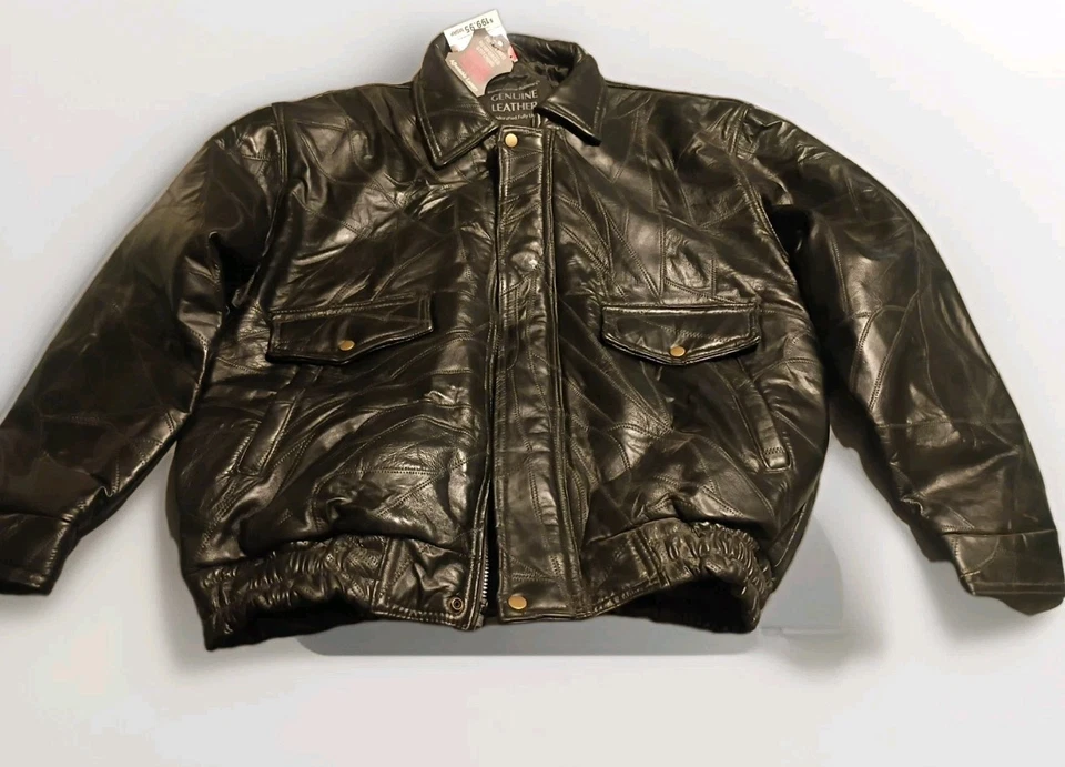 Napoline Leather Sz XL Motorcycle Rider Biker Bomber Aviator Jacket 199