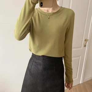 Long Sleeve Casual Top for Women Solid Color Round Neck for Autumn and Winter - Picture 1 of 46