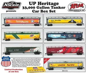 N SCALE ENTHUSIAST (N) SP. RUN ATLAS UP HERITAGE 33,000 GAL TANK CAR 7 CAR SET - Picture 1 of 1
