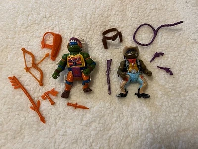 Vintage TMNT Chief Leo & Cowboy Don con Accesorios, Completo Foto 1 de 4