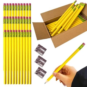 30 Pcs Jumbo Pencils and 3 Pieces Sharpeners,Wooden Big Pencil Fat Pencils wi... - Picture 1 of 7