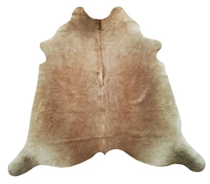 New Cowhide Rug Beige Brown Brazilian Hair On Hide 6.6ft x 5.4ft - Picture 1 of 6