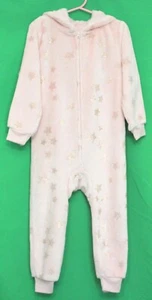 The Children's Place Girl 4 Peach Fluffy Soft LS Zip Down Sleeper w/ Gold Stars - Picture 1 of 3