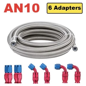 Kit de montaje de manguera de línea de combustible 3,5 M AN10 manguera trenzada de acero inoxidable 6 piezas extremos giratorios rojos - Imagen 1 de 13