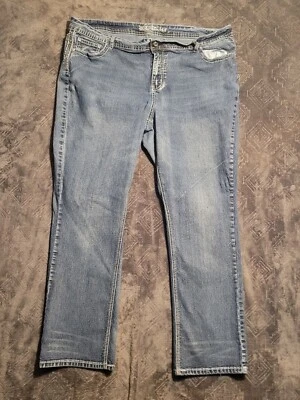 Revolt Womens Jeans Style# 18J978 Fleur-de-lis Blue Denim Plus Size 24W Wide Leg - Image 1 of 4