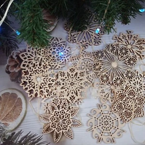 JUEGO de 15 adornos navideños ucranianos de copos de nieve para decoración rústica de vacaciones - Imagen 1 de 9