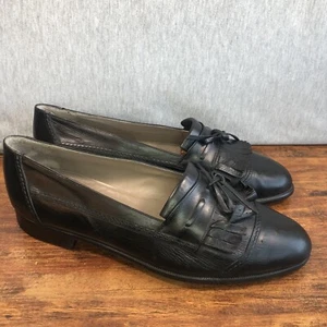 Vintage Bally Herren Größe 10 D Schwarz Quaste Halbschuh Elegant Schuhe Hergestellt in Italien - Bild 1 von 11