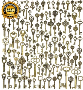 Lot Of 125 Vintage Style Antique Skeleton Furniture Cabinet Old Lock Keys Jewelr - Picture 1 of 12