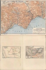 Primi 900 R@R@ Carte Géographique Des Contours De Salerne Et D'Amalfi - Imagen 1 de 1