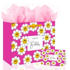 13" Large Happy Birthday Gift Bag with Card and Large Tissue Paper for Girls ... - Picture 1 of 4