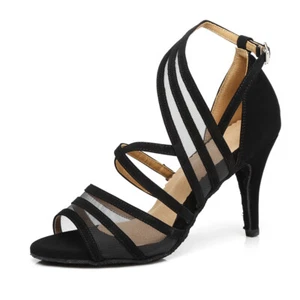 Zapatos de baile latino para mujeres malla damas niñas fiesta salón de baile zapatos de tango tacón alto - Imagen 1 de 30