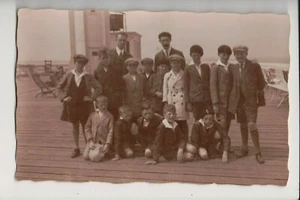 Vintage Postcard RPPC Group of School Boys On a Ships Deck 1928 - Picture 1 of 1